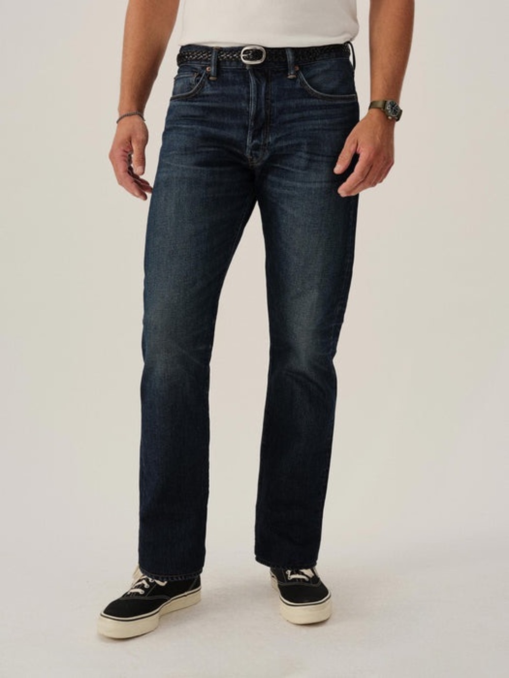 Buck Mason JAPANESE DENIM FORD STANDARD JEAN size 31x34 blue mid wash denim